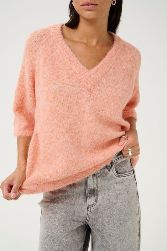 KAEmilie V-Neck Pullover Peach Chambray