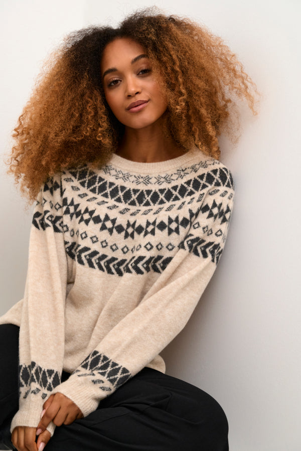 CRCherrie Knit Pullover Ancient Scroll Jaquard