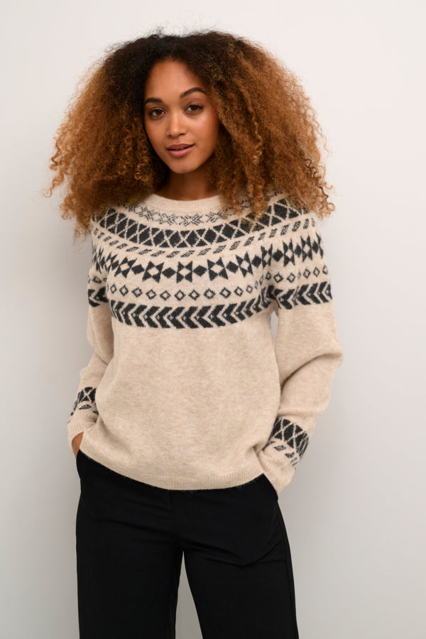 CRCherrie Knit Pullover Ancient Scroll Jaquard