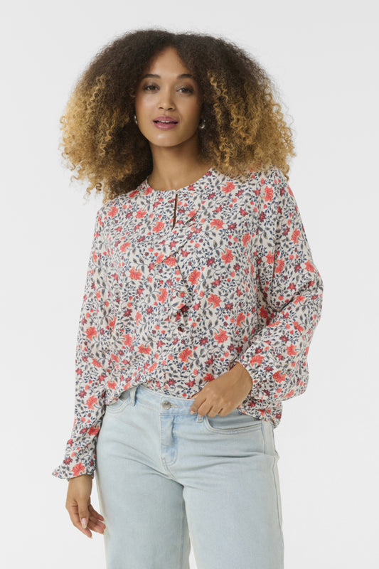 CRNaomi Flounce Blouse Porcelain Rose Flower