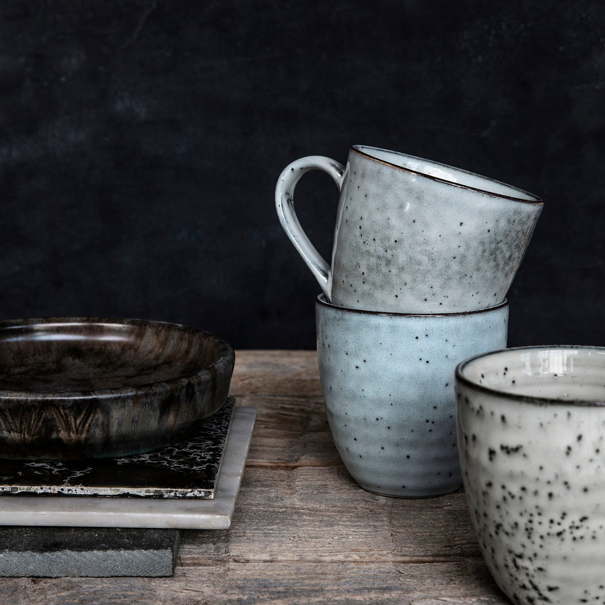 Tasse, Rustic, Grau/Blau