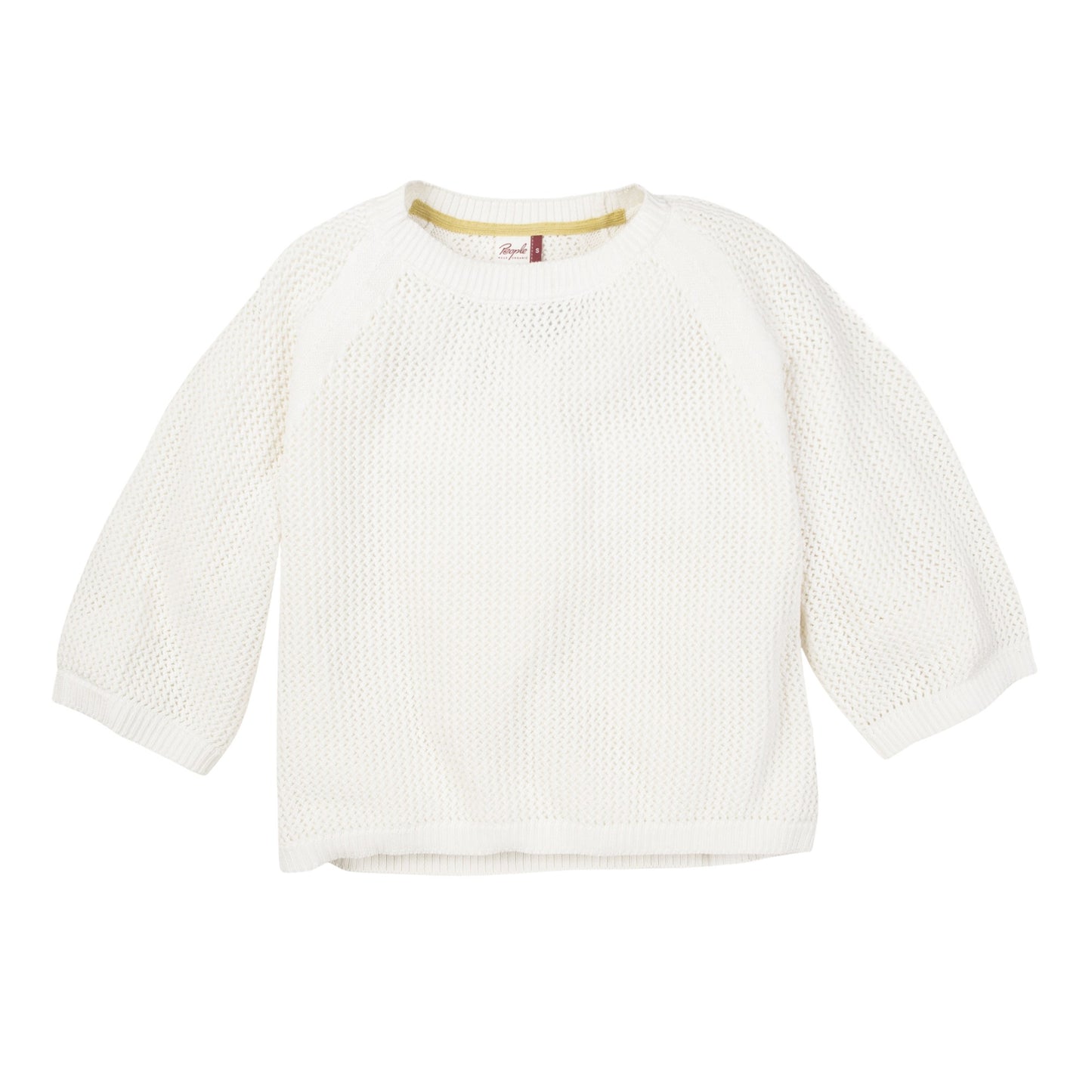 PWO Ajour-Strickpullover Kurzarm Weiß