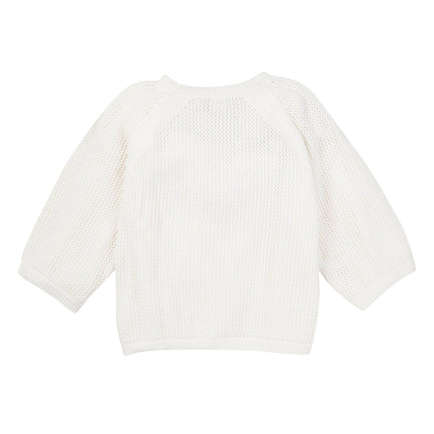 PWO Ajour-Strickpullover Kurzarm Weiß