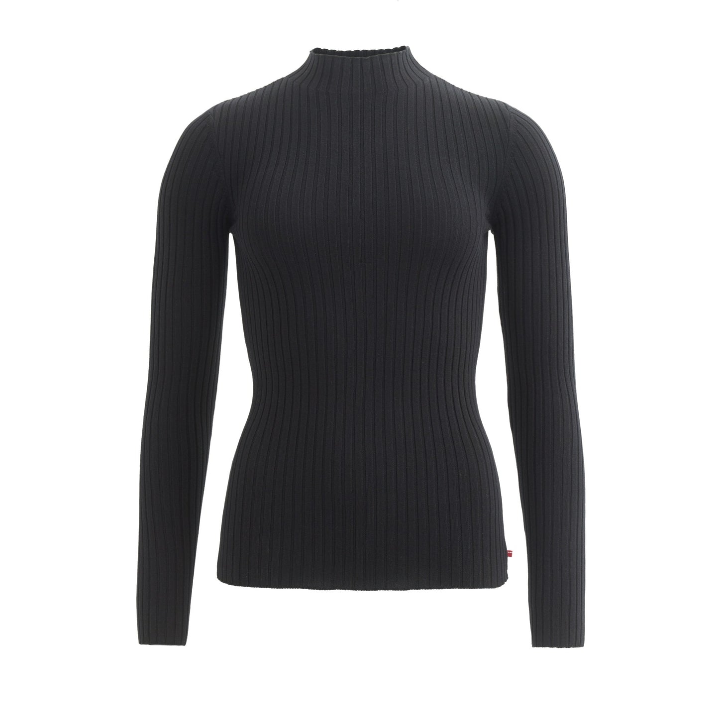 PWO Rippstrickpullover Stehkragen GOTS schwarz