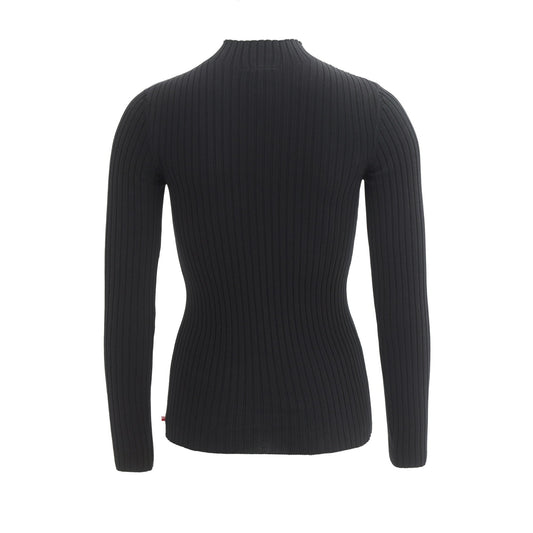 PWO Rippstrickpullover Stehkragen GOTS schwarz