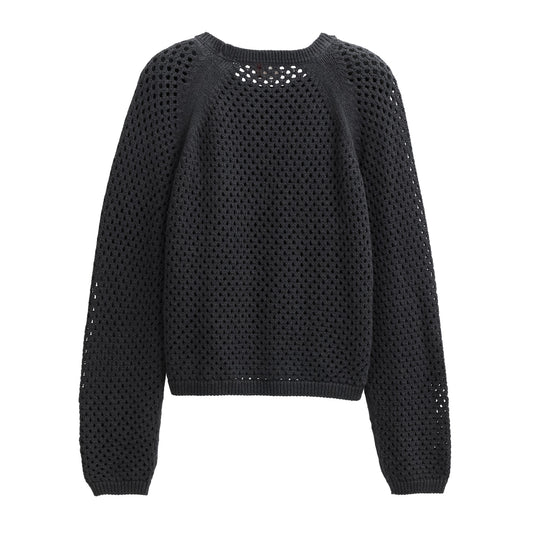 PWO Lochstrick Raglanpulli Anthratit