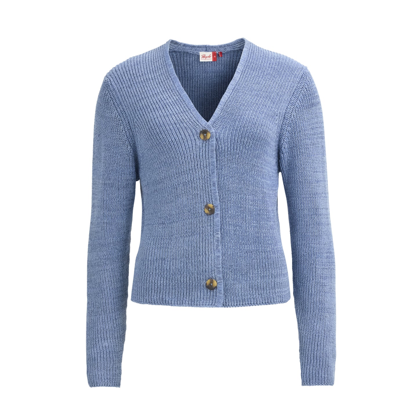 PWO Rippstrick Strickjacke Blau melange