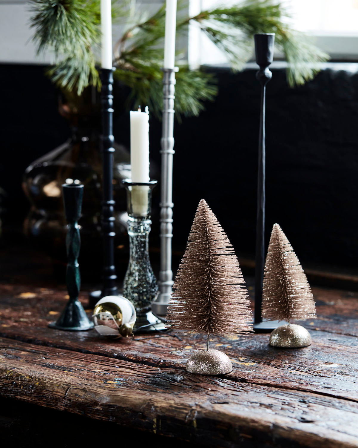 Weihnachtsbaum, Frost, Champagner
