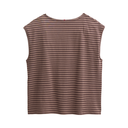 PWO Kurzarm Shirt Dunkelbraun geringelt