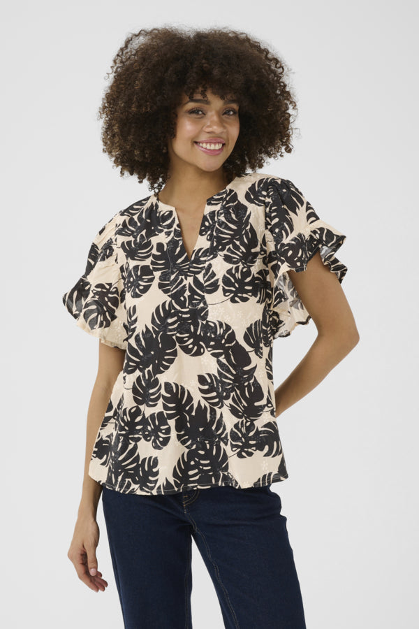 CUDebora Blouse Black Palm Leave