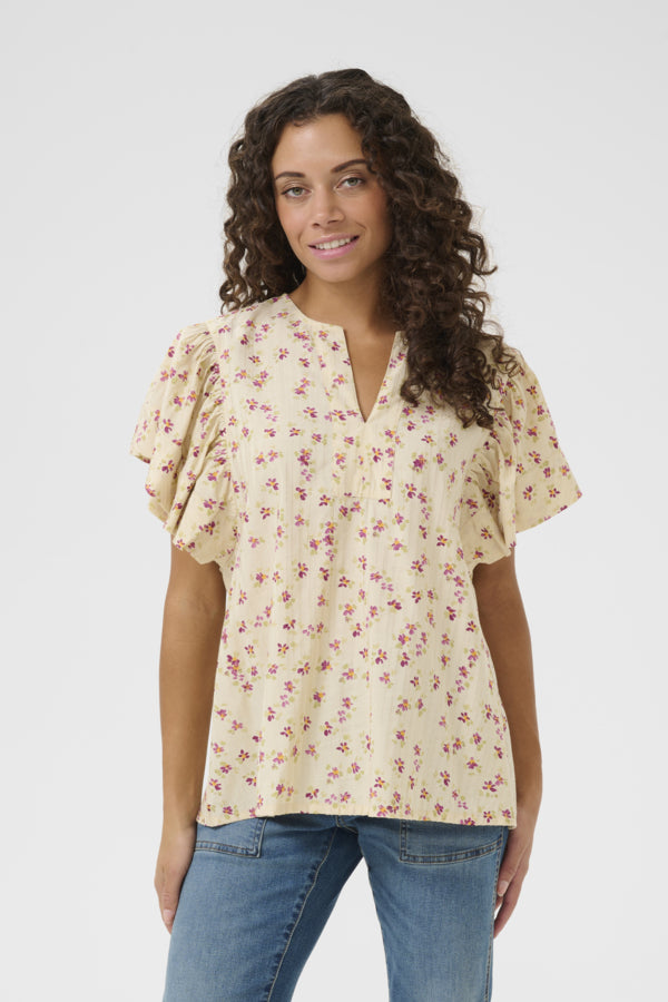 CUPuglia Gally Blouse Offwhite Rosa Flower