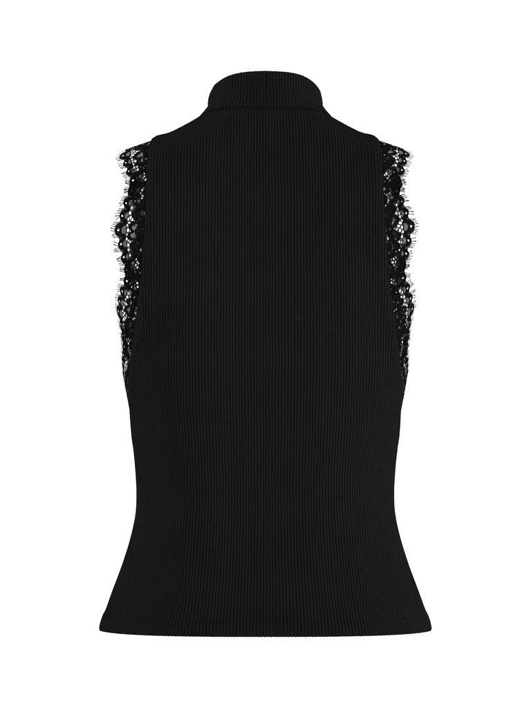 HDIda High Neck Lace Top Black