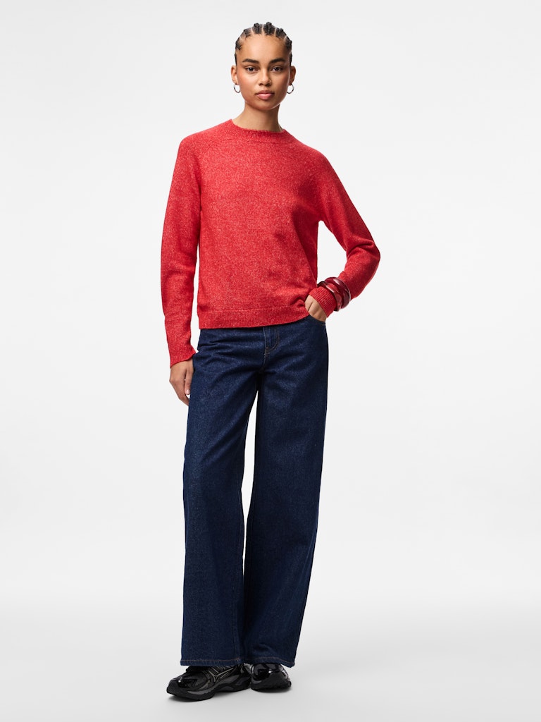 PCJuliana LS O-Neck Knit Goji Berry