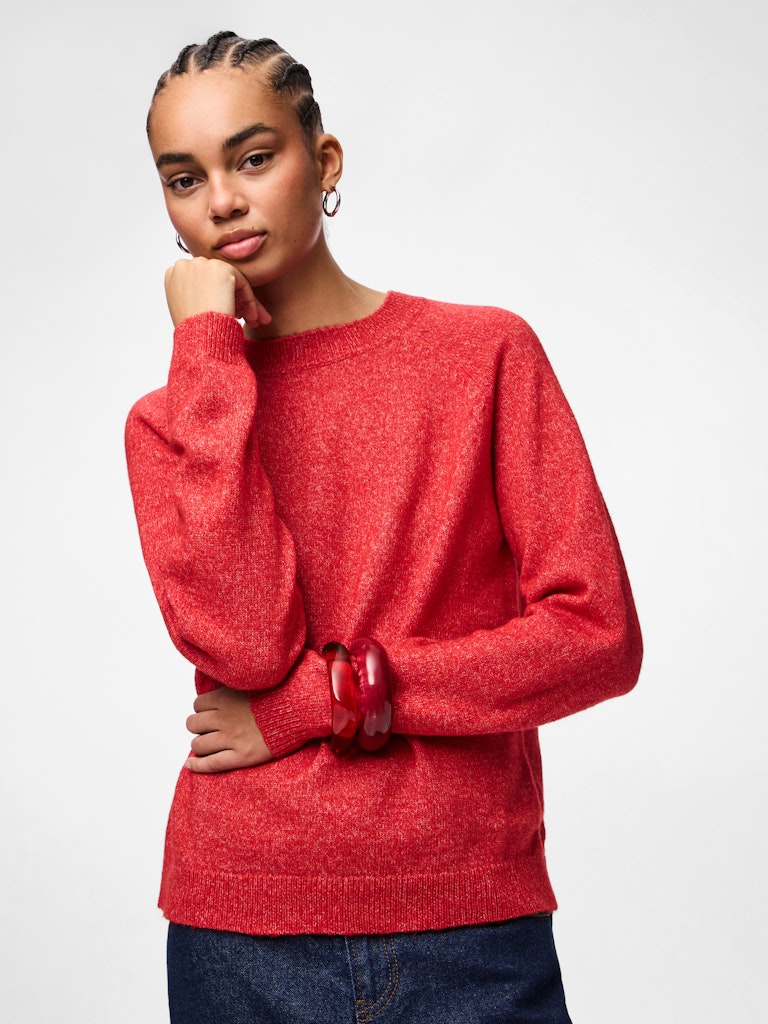 PCJuliana LS O-Neck Knit Goji Berry