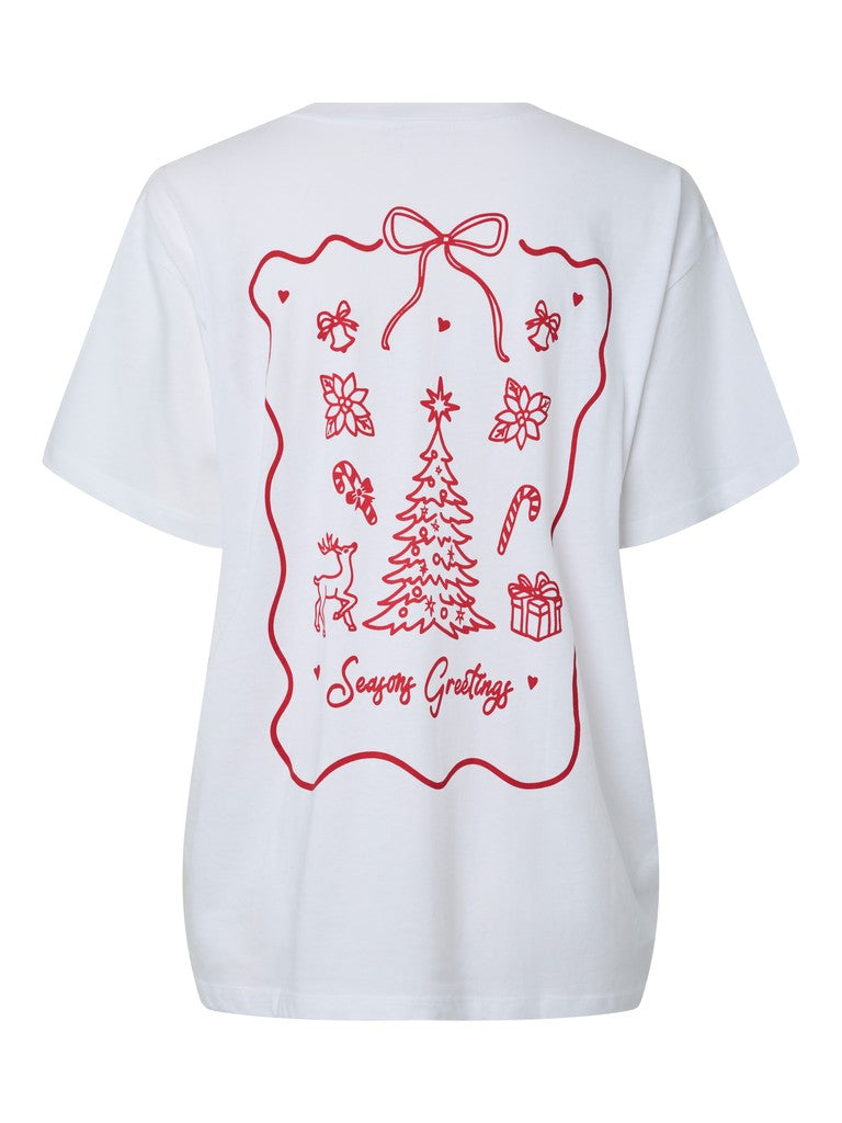 PCAris SS Oversized T-Shirt Bright White Greetings