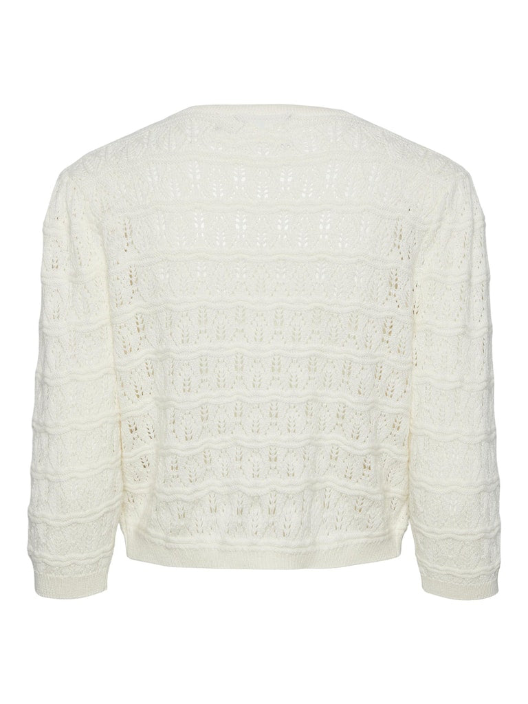 PCLina 3/4 Crochet Cardigan Cloud Dancer