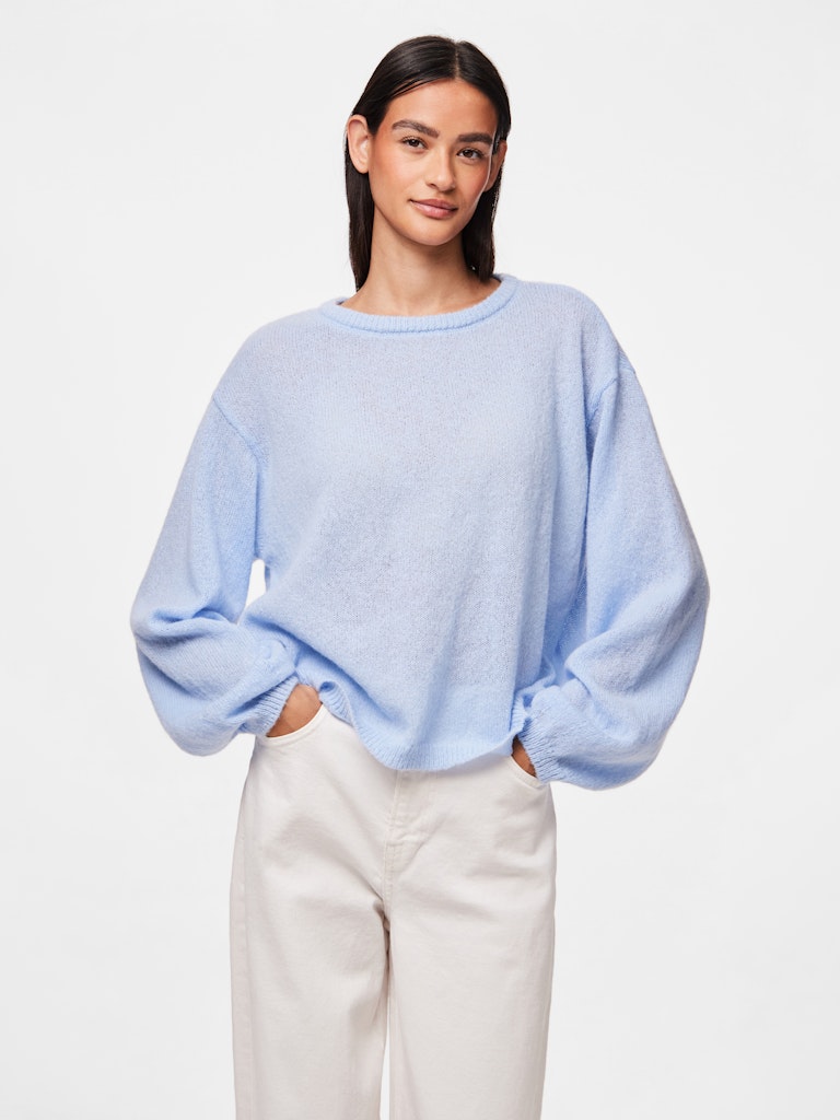PCIda LS O-Neck Knit Cashmere Blue