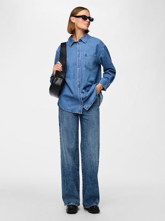 PCMaisie LS Denim Shirt Medium Blue Denim