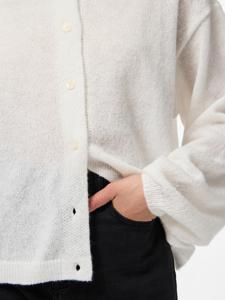 PCIda LS O-Neck Knit Cardigan Cloud Dancer