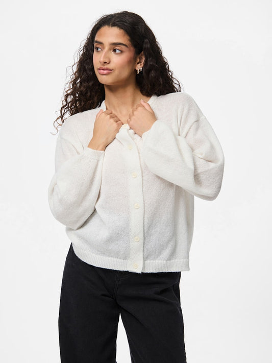 PCIda LS O-Neck Knit Cardigan Cloud Dancer