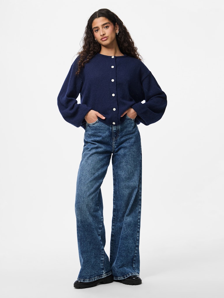 PCIda LS O-Neck Knit Cardigan Maritime Blue