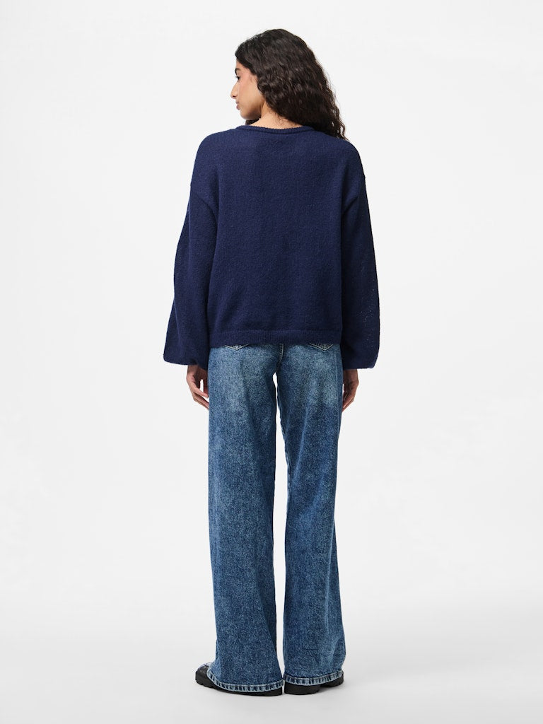 PCIda LS O-Neck Knit Cardigan Maritime Blue
