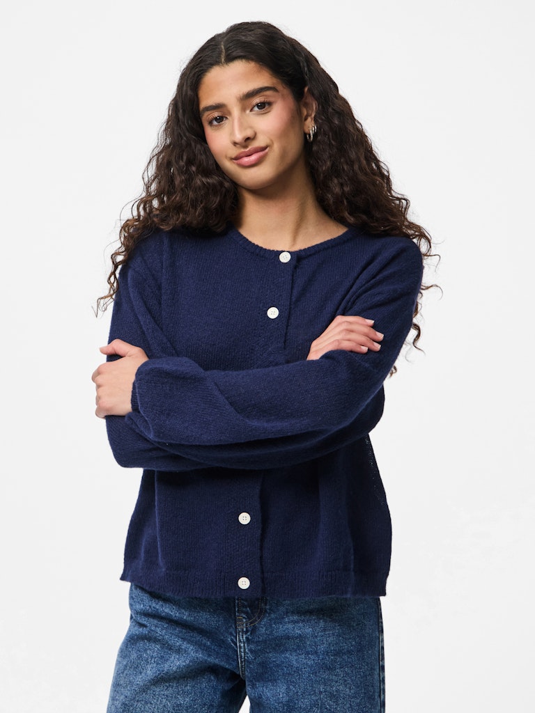 PCIda LS O-Neck Knit Cardigan Maritime Blue