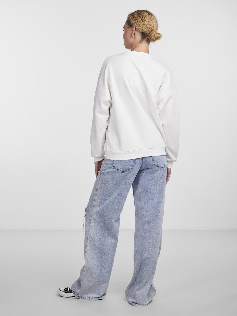 PCFreya LS Oversize Sweat Bright White