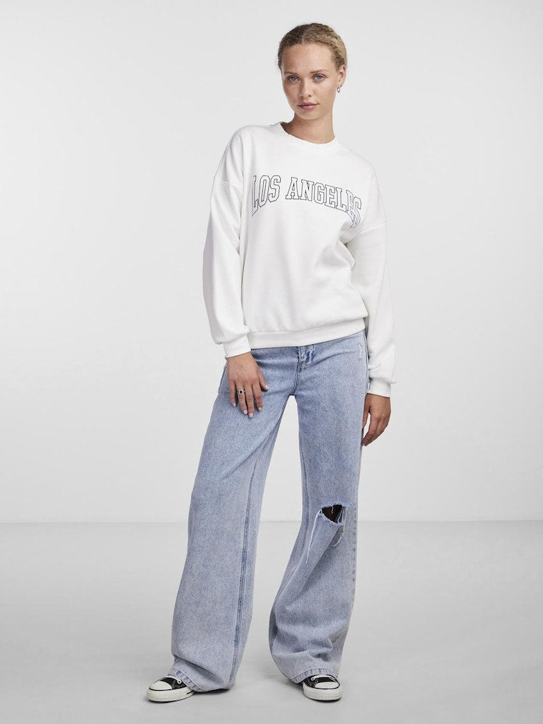 PCFreya LS Oversize Sweat Bright White