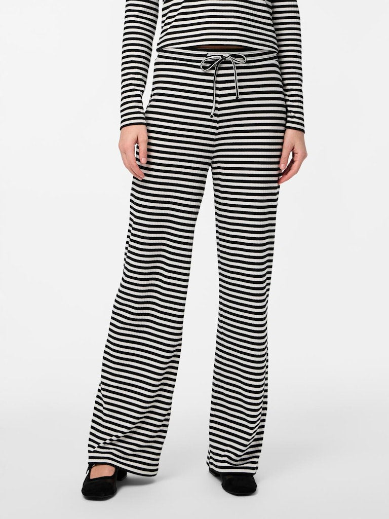 PCLaya MW Wide Pants White Stripes