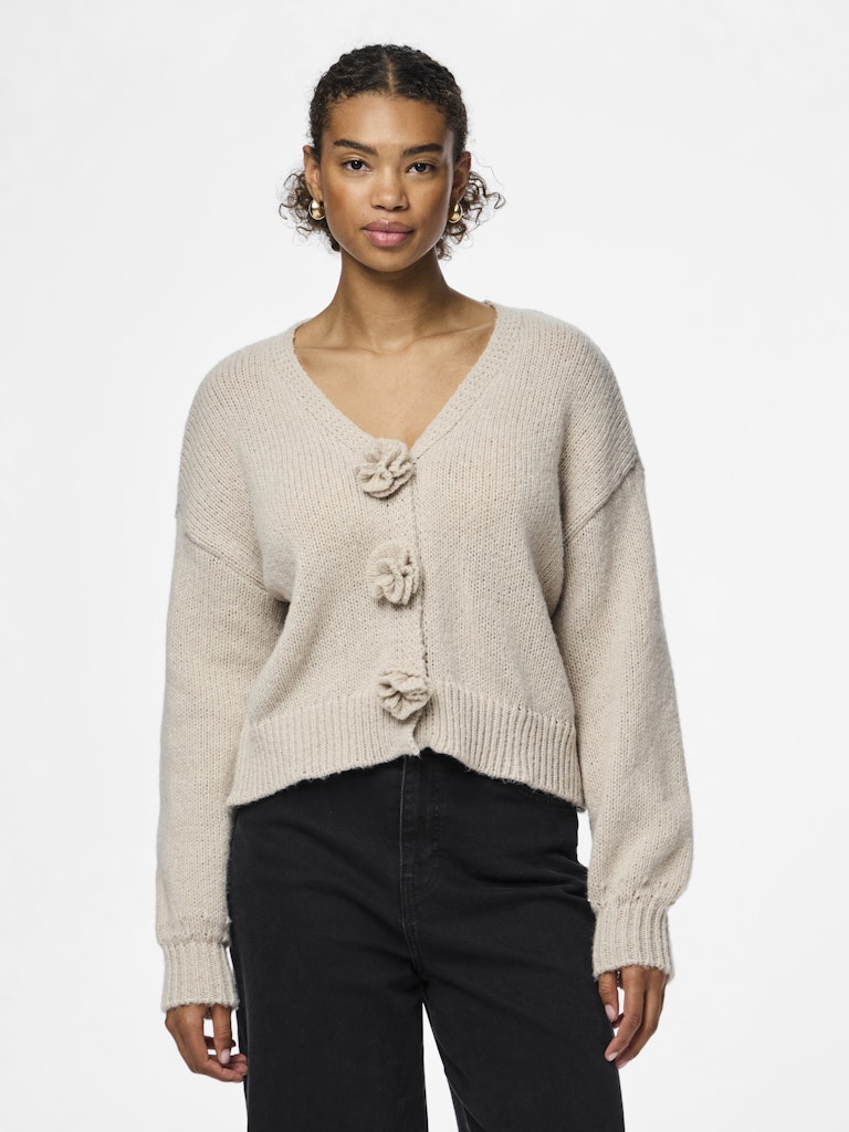 PCFatima LS Knit Cardigan Silver Gray