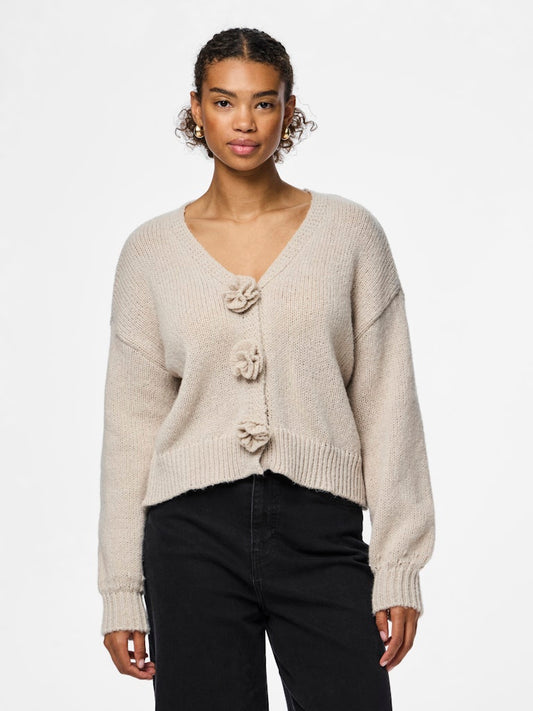 PCFatima LS Knit Cardigan Silver Gray