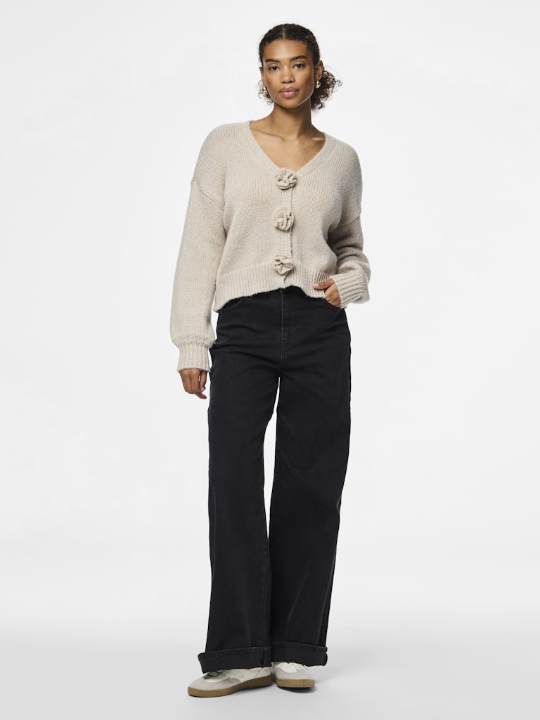PCFatima LS Knit Cardigan Silver Gray
