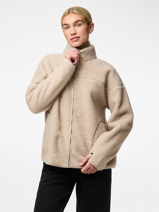 PCSadia LS Teddy Jacket Silver Gray