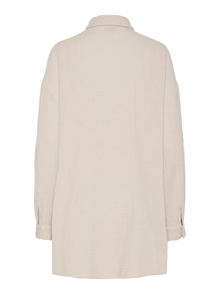 PCSastina LS Oversized Long Shirt Silver Gray