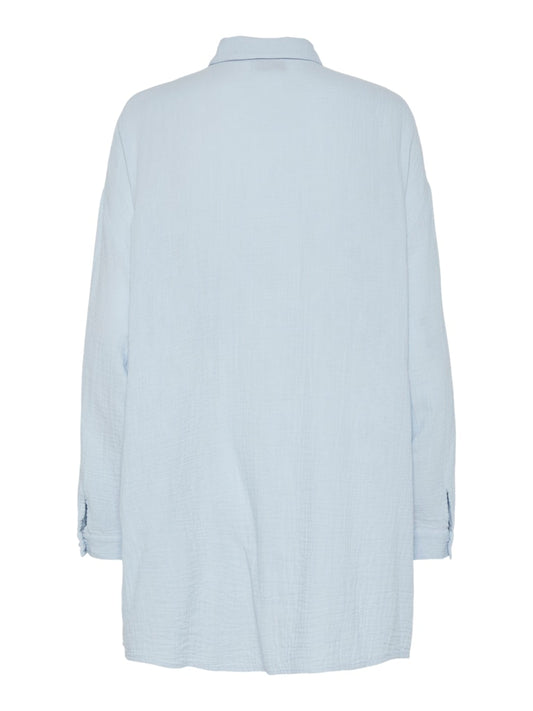 PCSastina LS Oversized Long Shirt Cashmere Blue