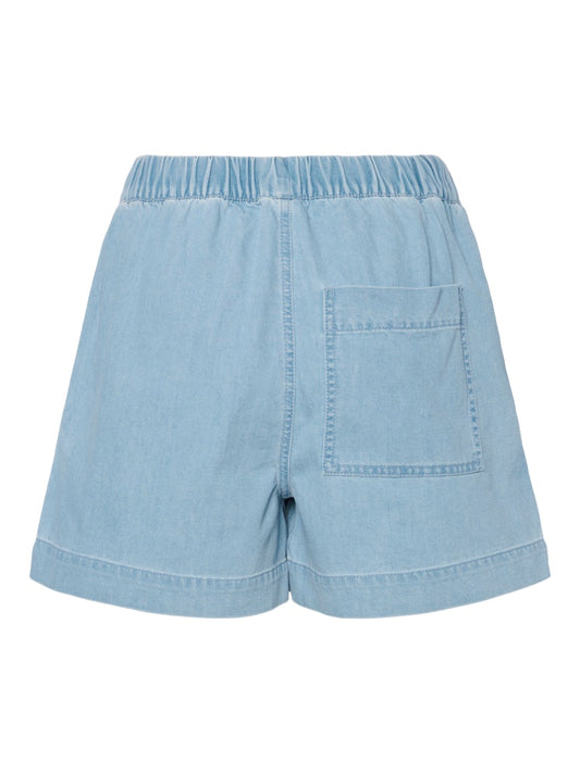 PCTula MW Pull UP Denim Shorts Light Blue Denim
