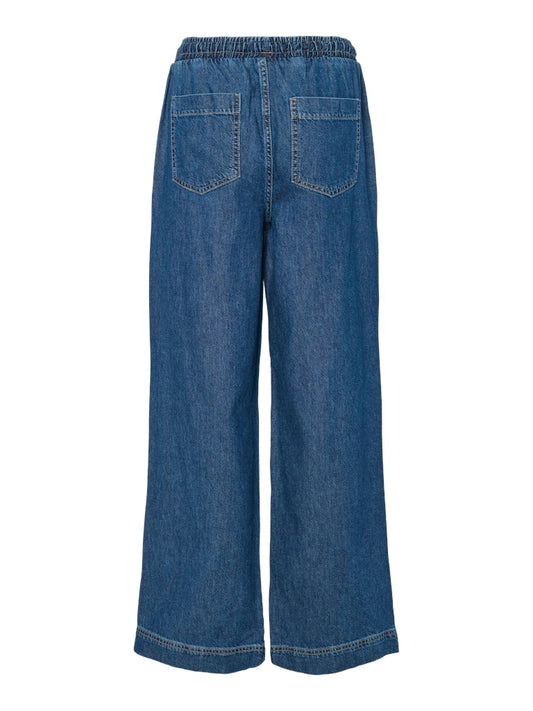 PCTari MW Pull Up Denim Pants Dark Blue