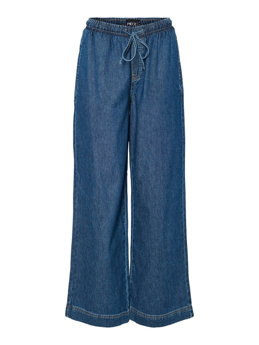 PCTari MW Pull Up Denim Pants Dark Blue