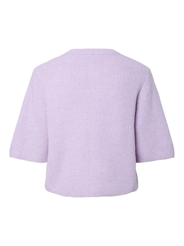 PCSilly SS O-Neck Knit Cardigan Pastel Lilac