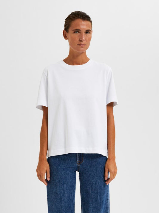 SLFEssential SS Boxy Tee Bright White