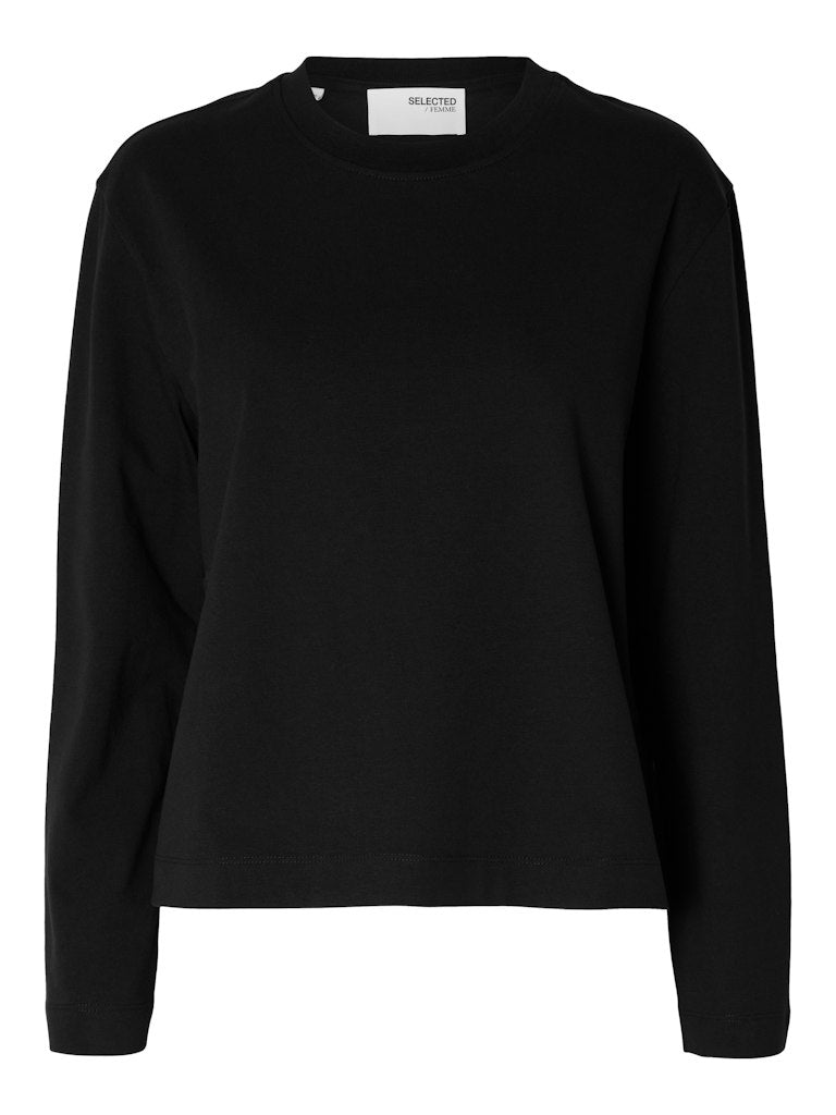 SLFEssential LS Boxy Tee Black