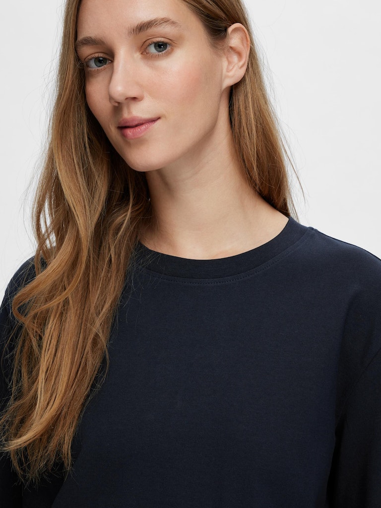 SLFEssential LS Boxy Tee Dark Sapphire