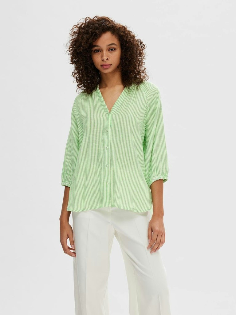 SLFAlberta 3/4 Stripe Shirt Classic Green