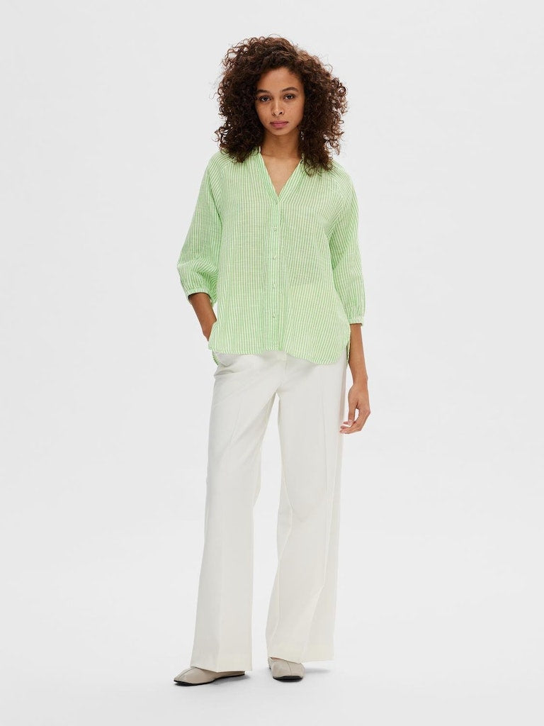 SLFAlberta 3/4 Stripe Shirt Classic Green