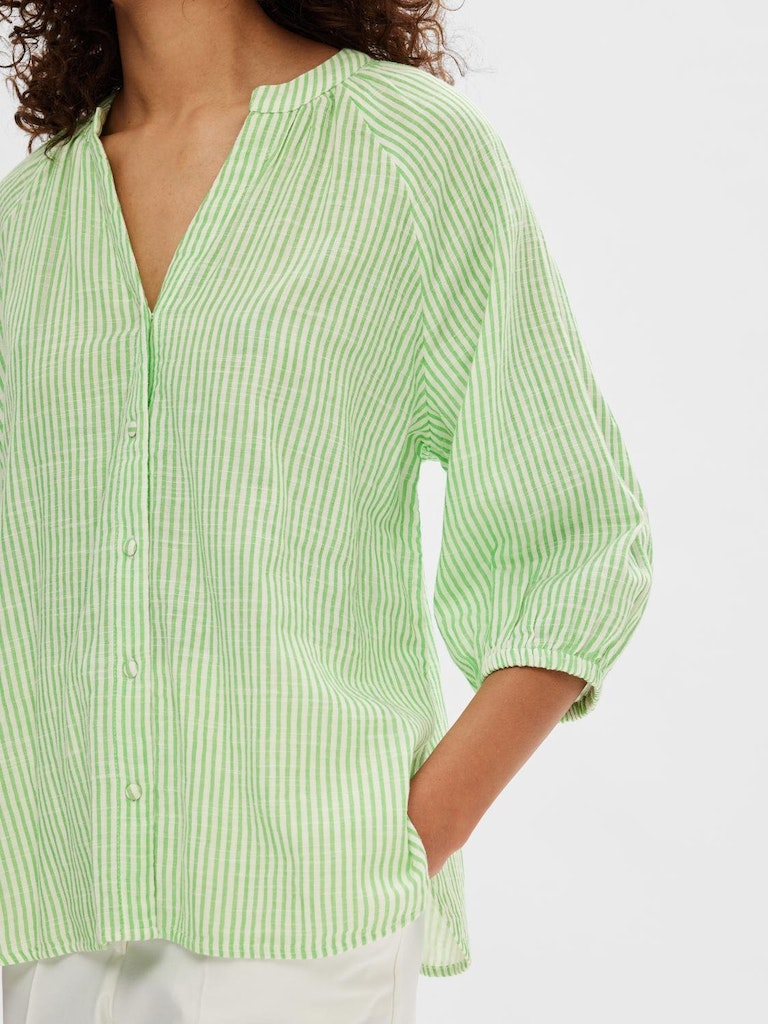 SLFAlberta 3/4 Stripe Shirt Classic Green