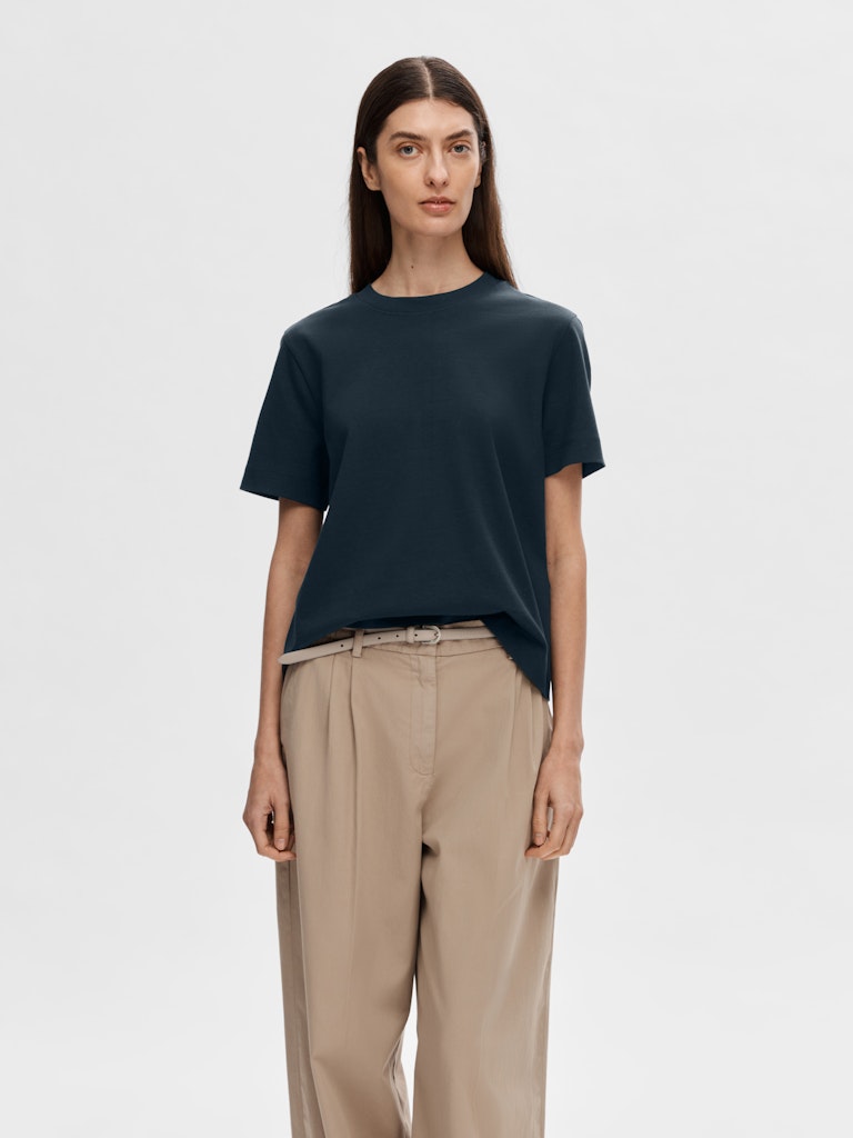 SLFEssential SS Boxy Tee Dark Sapphire