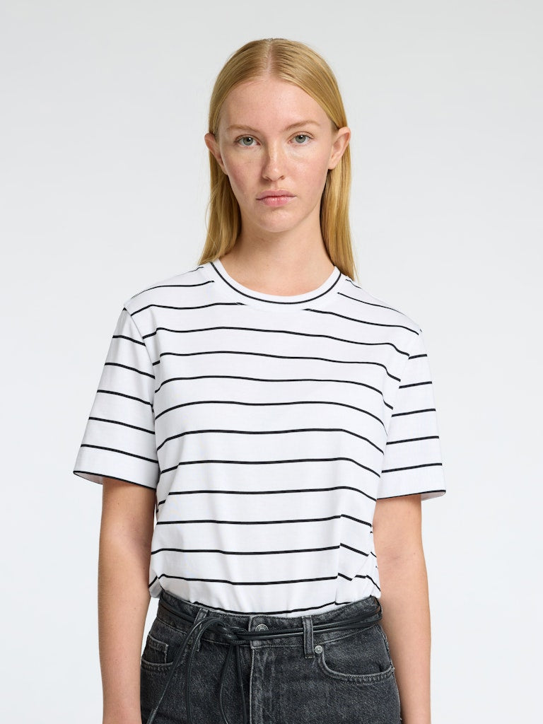 SLFEssential Striped Boxy Tee Bright White