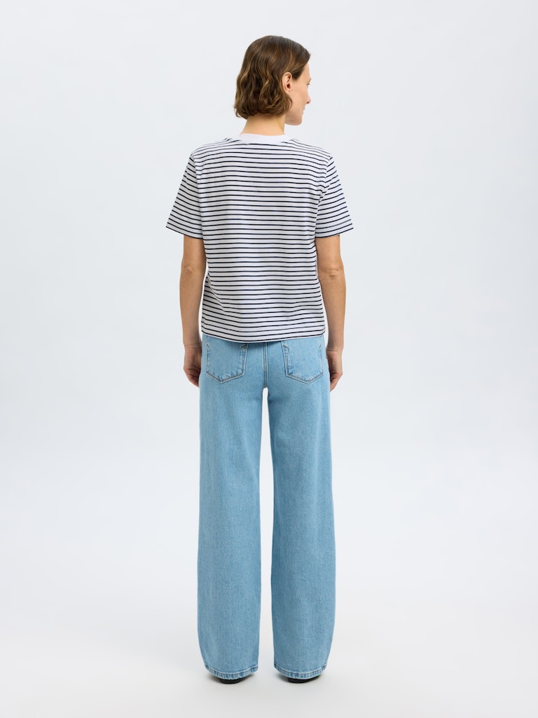 SLFEssential Striped Boxy Tee Dark Sapphire