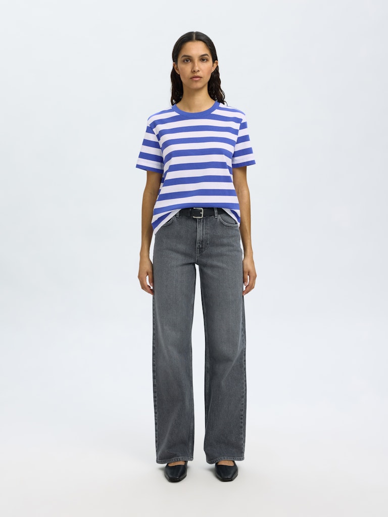 SLFEssential Striped Boxy Tee Dazzling Blue